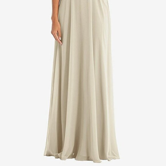 After Six 1545....High Neck Halter Backless Maxi Dress...Champagne...Sz 2 - Picture 2 of 7